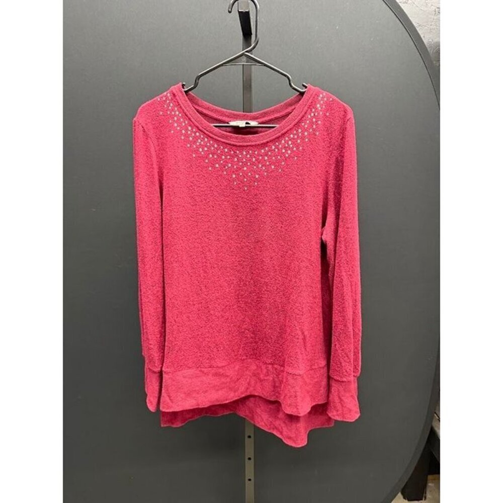 Juicy Couture Red Heather Rhinestone Long Sleeve Sweater Top